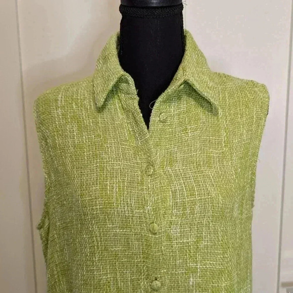 Zara Green Tweed Sleeveless Mini Shift Dress, Size XS - Picture 2 of 6